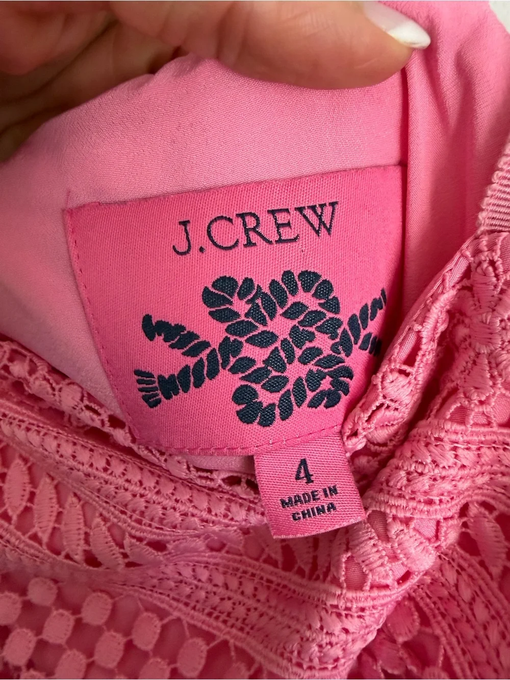 J Crew Pink Crochet Knit Ruffle Hem Sundress